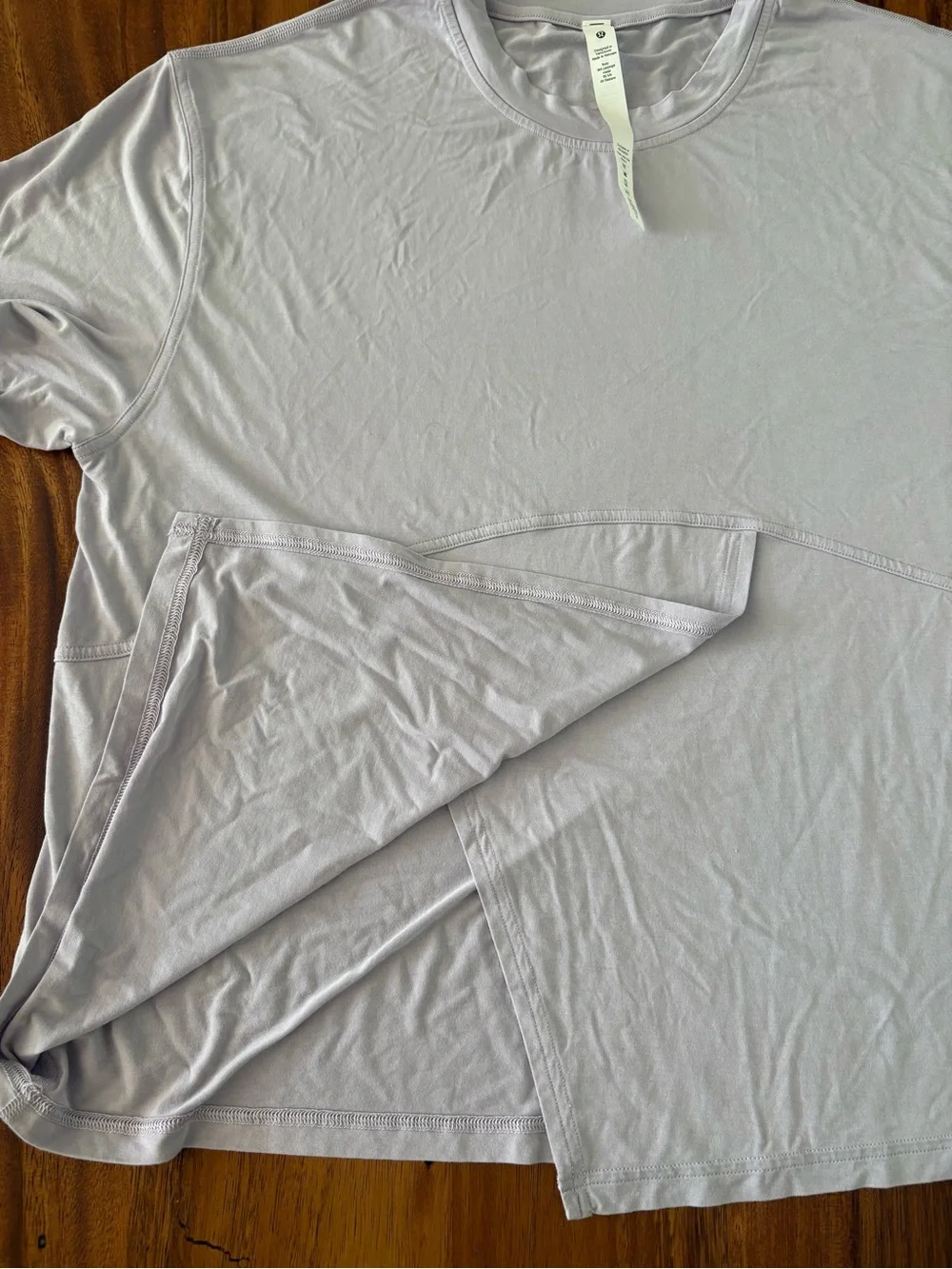 Lululemon Modal-Silk Blend Tie-Front Yoga T-Shirt In Faint Lavender Size 10